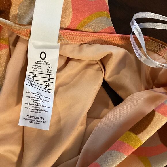 Zimmermann Mae Orange Swirl Print One-Shoulder Buckle Swimsuit NWT Size 4 - Picture 14 of 16